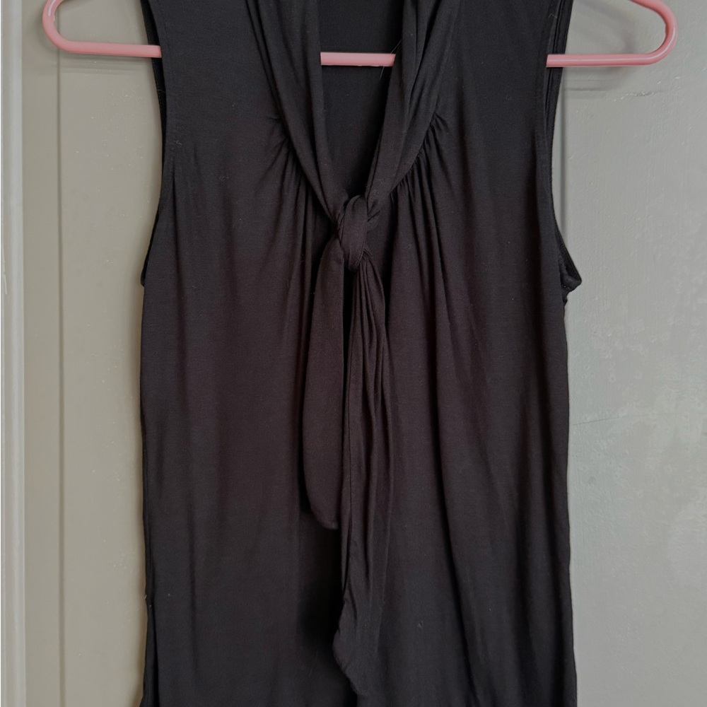 Ann Taylor Black Tie-Front Tank Top